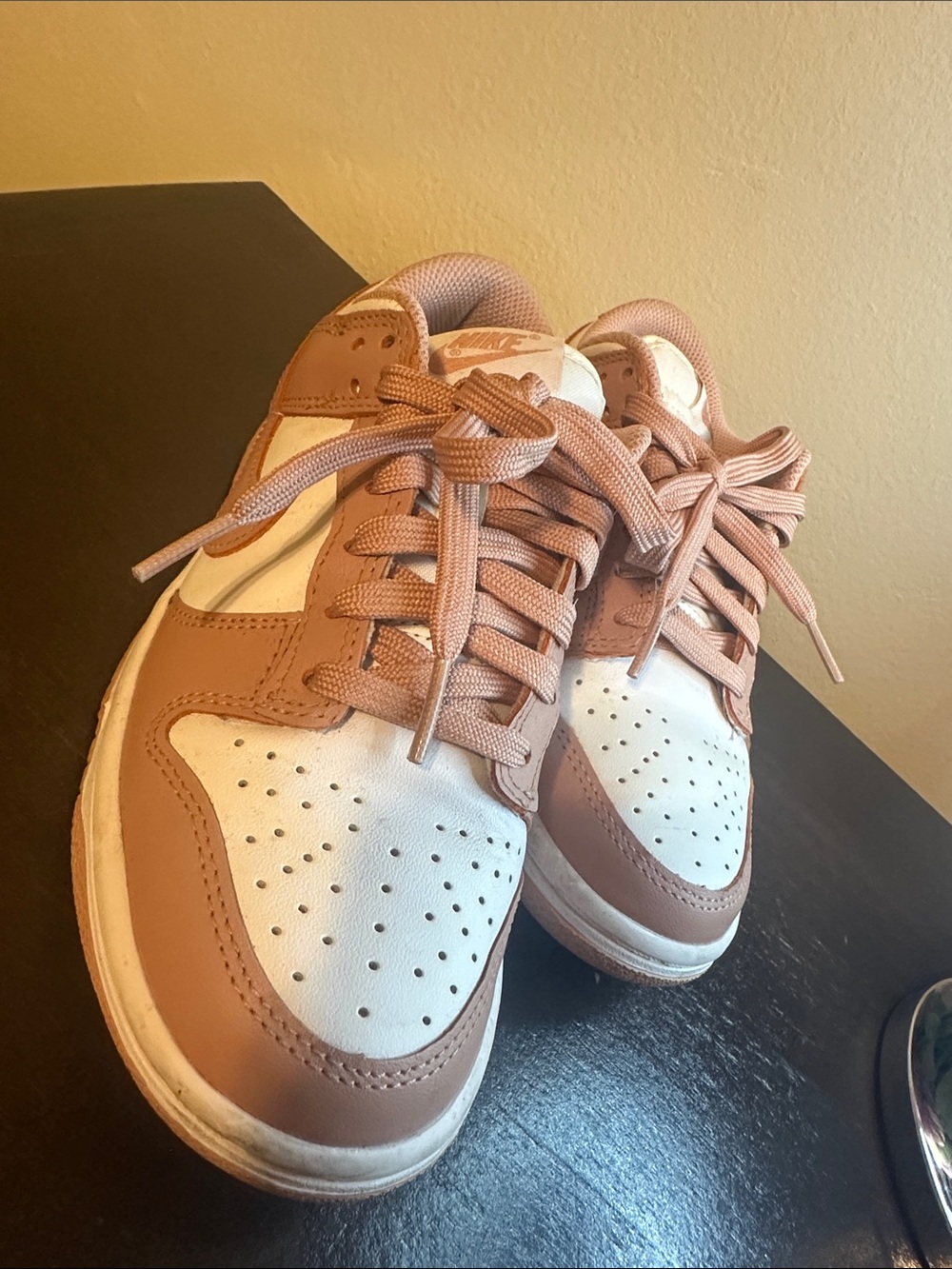 Nike White and Dusty Rose Low-Top Sneakers